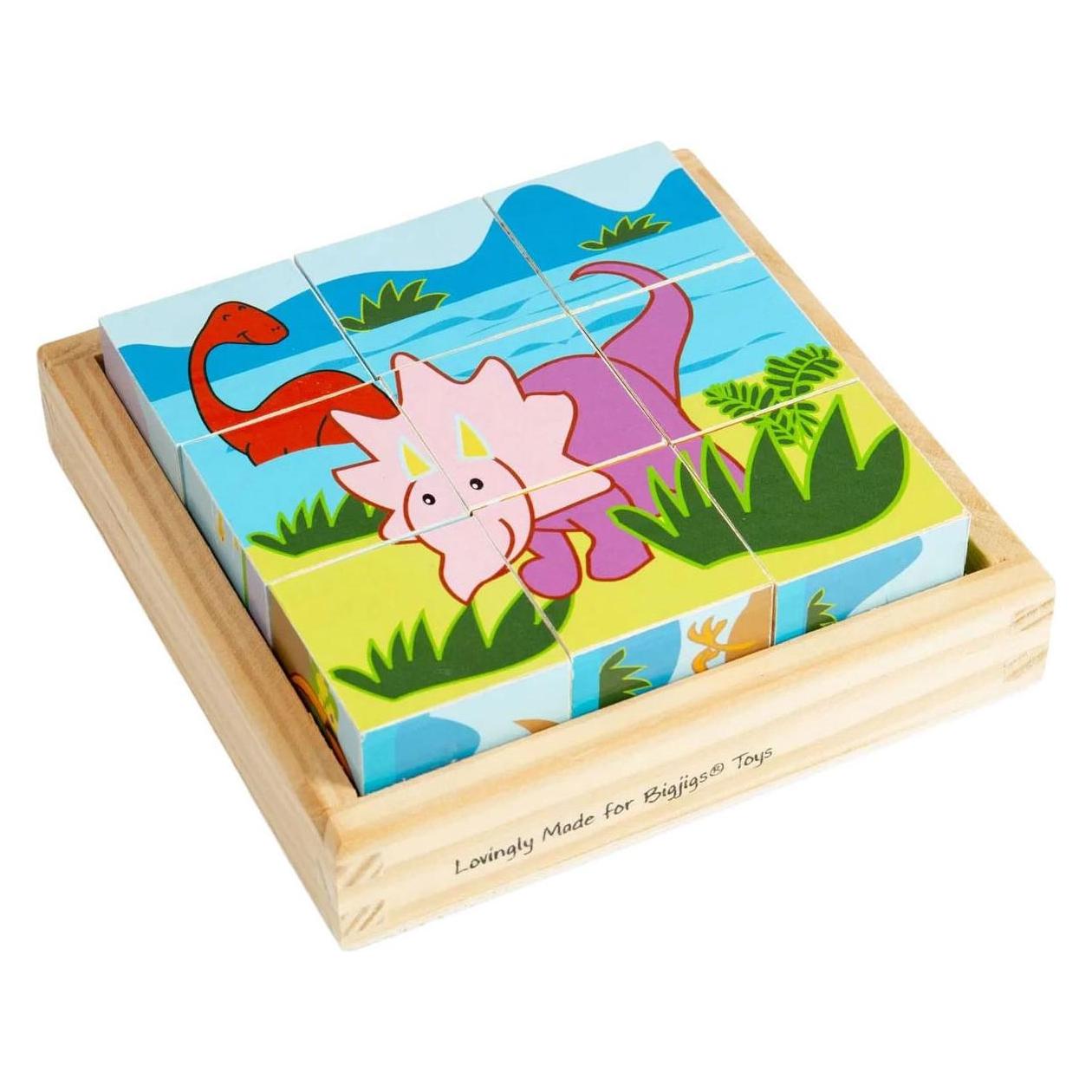 Bigjigs Toys Bilderwürfel Dinosaurier / 9 Teile / ab 3 Jahren (BJ513)