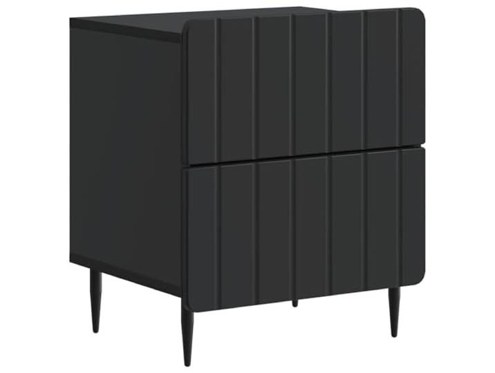 fsahslih Nachttisch Schwarz mit 2 Schubladen 43x34,5x49,5 cm Moderne Beistellkommode fürs Schlafzimmer mit Eisenbeinen, pflegeleichter Oberfläche und vielseitiger Raumnutzung.
