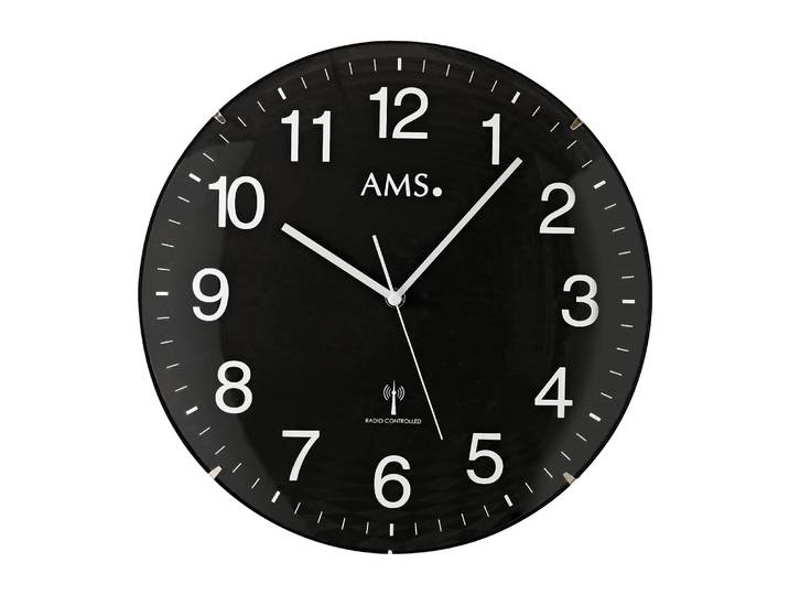 Wanduhr Stege Kunststoff Ø 32cm Schwarz/Schwarz/Weiß