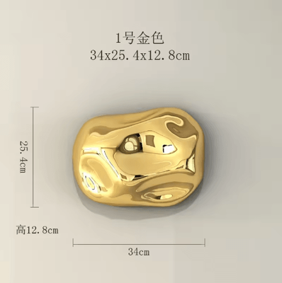 Inspire Picks Modern Abstract Stone Wall Decor Minimalist Hanging Ornament For Home golden34.1