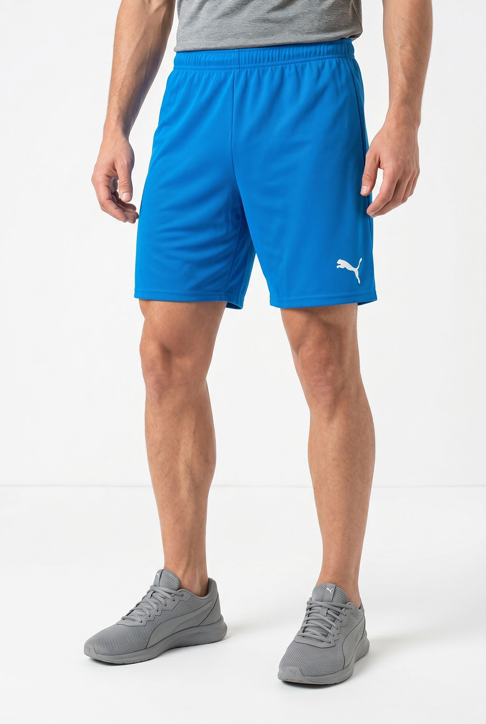 Trainingsshorts PUMA "TEAMRISE SHORT", Damen, Gr. XL, N-Gr, blau (electric blau lemonade, puma weiß), Netz, Obermaterial: 100% Polyester, unifarben, regular fit normal, Hosen Trainingsshorts, atmungsaktives Material, mit DryCELL Technologie, elastischer B