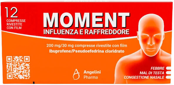 ANGELINI PHARMA ITALIA SpA Moment Influenza e Raffreddore 200mg/30mg, 12 Compresse