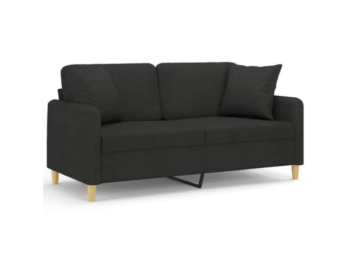 Todiikf 2-Sitzer Sofa Stoff Couch mit 2 Kissen Schwarz 140 cm Kompaktes Polstersofa mit stabilem Metallgestell und Kissen, ideal für Wohnzimmer, Arbeitszimmer oder kleinen Salon.
