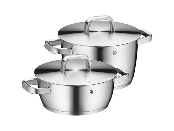 WMF Iconic Topfset Induktion 2-teilig, Kochtopf Set mit Metalldeckel, Cromargan Edelstahl poliert, Induktions Töpfe Set unbeschichtet