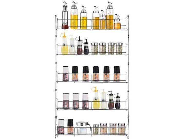 5 Étagères à Épices Organisateur Rangement Bouteille Cuisine Support Mural Métal