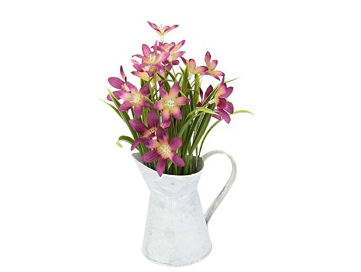 Künstliche Blume Sternblume in Kanne Frühblüher Frühlingsblumen Blüten Pflanzen Mittelstücke Osterdeko Frühjahr Kunstblume Seidenblume Topfpflanze Kunstpflanzen Frühlingsblüher Frühling Deko
