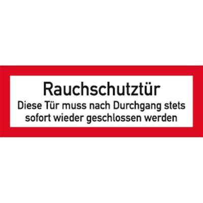 Aufkleber Rauchschutztür Diese Tür muss nach Durchgang ..., Folie, 210x74 mm