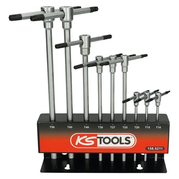 KS Tools - 158.5211-9 Torx-sleutels met T-greep - Gebruinde kop - Satijn afwerking - Chroom vanadium (158.5211)