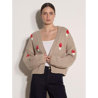 Cardigan APRICOT "Grob gestrickte Strickjacke", Damen, Gr. M (38), braun (mocha), gestrickt, , Modisch, oversize, Gerippte Ärmelbündchen, Strickjacken, mit Pilzen