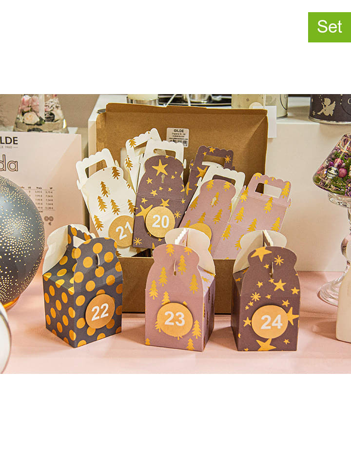 GILDE 24tlg. Adventskalender-Set "Regalo" in Grau/ Lila/ Weiß - onesize