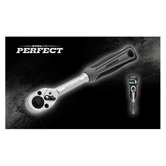 Stalco PERFECT RATSCHE 1/4" 145mm CrV Knarre Ratschenschlüssel Umschaltknarre (24589285)