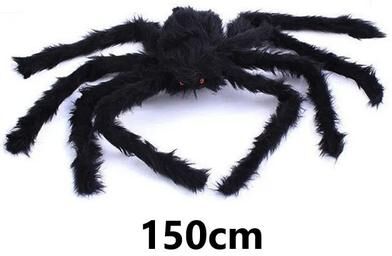 ModernMart Halloween Plush Spider Decoration Giant Black Spider Prop 30 200cm Horror Party Decor Color: Approx 150cm