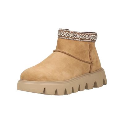 Plateaustiefelette RIEKER "Rieker Stiefelette Leder", Damen, Gr. 41, beige, Leder, Schuhe