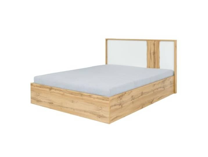 Lomadox Bett 160x200 cm Liegefläche Doppelbett Ehebett Bettgestell in Eiche mit weiß und Baumkantenoptik