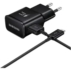 Samsung EP-TA200EBE Fast Charger Set With EP-DR140ABE Cable (15 W, 1 Port), USB Ladegerät, Schwarz