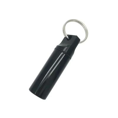 Portable Aluminum Waterproof Pill Box With Keychain For Fish Oils & Vitamins Sealed Storage For Daily Supplements bright Black