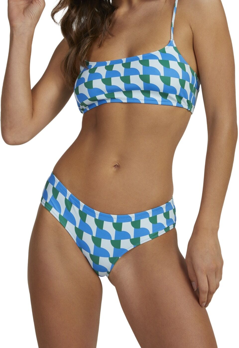 Bikini-Hose ROXY "Geo Vibe", Damen, Gr. XS, blau (geo vibe almost blau), Obermaterial:80% Polyester, 20% Elasthan., Badehosen Bikini-Hose geo vibe almost blau XS