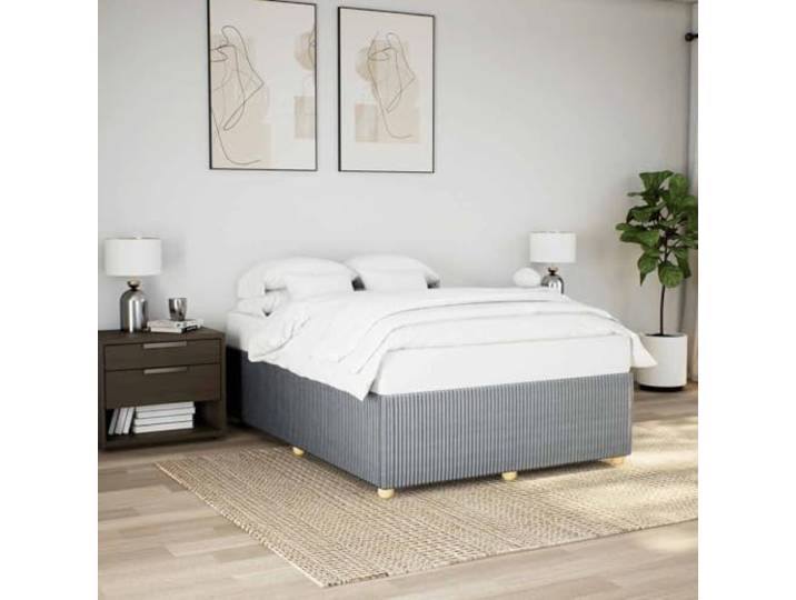 RJPLMFV Bettgestell, Hellgrau, 140 x 200 cm, Polyestergewebe Ohne Matratze, Lattenrost inklusive, robuste Füße, weich und atmungsaktiv, für Schlafzimmer