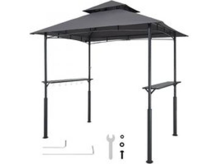 VEVOR Grillpavillon, 2430x1500x500 mm, Grillüberdachung für Außengrill, 2-stufige BBQ-Gazebo-Überdachung, Doppeldach Gartenpavillon mit verstärkten Stützbeinen, für Terrasse, Hinterhof & Garten