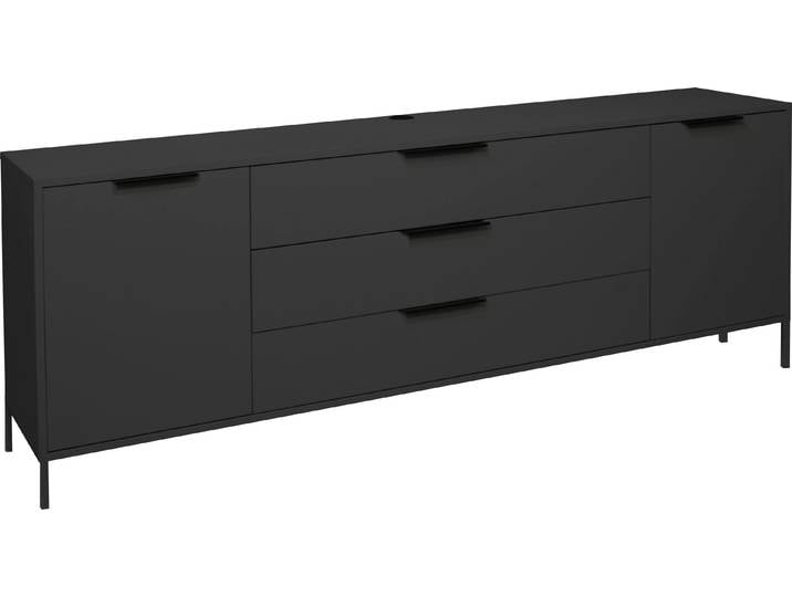 Sideboard MÄUSBACHER Bonnie , grau (anthrazit matt lack), B:216cm H:70cm T:45cm, Sideboards, Sideboard, Sideboard mit Quadratgestell
