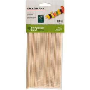 Fackelmann Holzspieße Fair, Schaschlikspieße, 20 cm, Ø 3 mm, Buche, 100 Stück