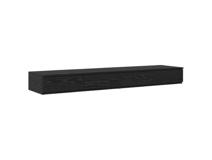 KUPTYERFG Bettschubladen Schwarz Eichen-Optik 160x36,5x16,5 cm 4er Set Vielseitiges Podest fürs Schlafzimmer aus Holzwerkstoff. Dient als flacher Nachttisch und zusätzliche Sitzgelegenheit.