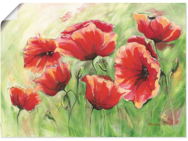 Wandbild ARTLAND Rote Mohnblumen II , rot (farbe bild(er): rot), B:70cm H:50cm, Bilder, Wandbild, als Leinwandbild, Poster in verschied. Grössen
