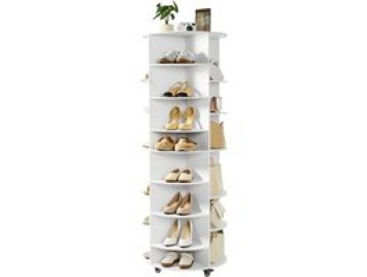 VEVOR Schuhregal Schuhschrank für 28 Paar Schuhe (7-stöckig) 360° drehbar, rollbare Schuhaufbewahrung, Schuhablage für Schlafzimmer Wohnzimmer Eingangsbereich, Weiß 588 x 588 x 1646 mm