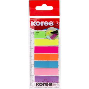 Kores Haftmarker Page Marker, N45120, transparent, Folie, beschriftbar, 8 x 25 Streifen, Neonfarben