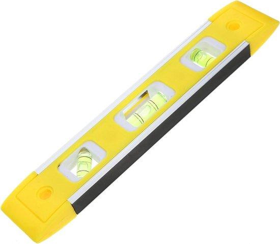 Mini Waterpas Aluminium Geel - Meetinstrument voor Woningrenovatie en Klussen - Lengte: 23 cm