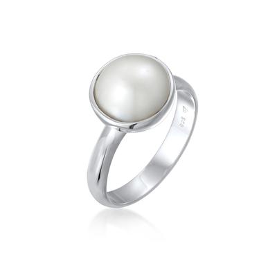 Perlenring NENALINA "Ring Damenring Mabe Perle Klassisch Edel 925 Silber" Gr. 54, silber, Fingerringe, Damen, 54, ohne Stein, Silber 925 (Sterlingsilber), Perlenring