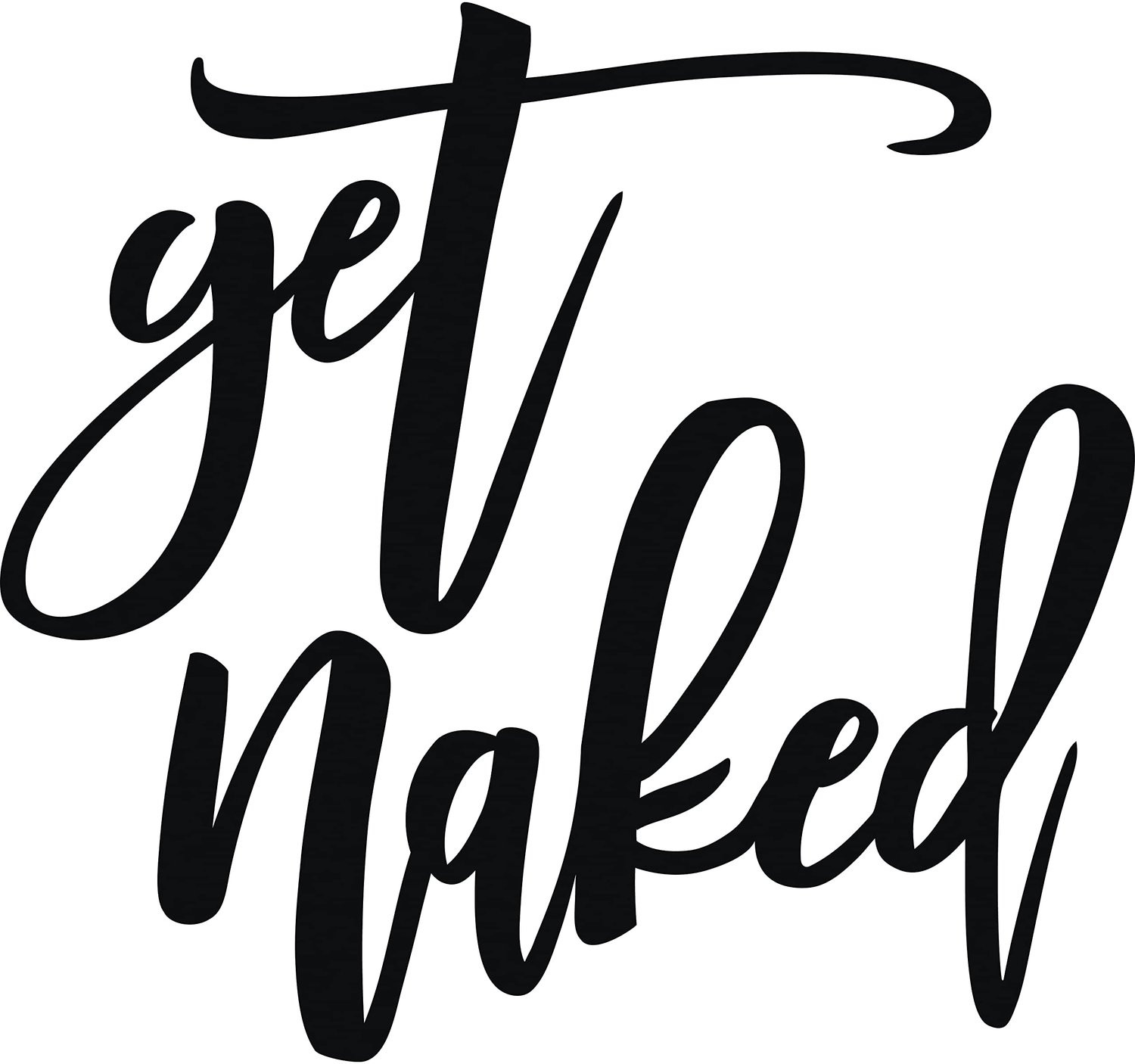Wanddecoratie Get Naked - Metalen muurtekst voor de badkamer - Zwart - 49 x 38 cm