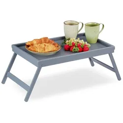 Relaxdays Betttablett Bambus grau Grau
