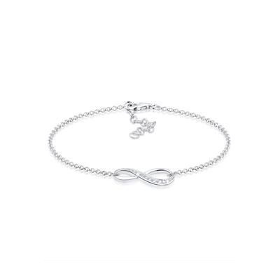 Armkette ELLI "Armband Infinity/Unendlichkeit mit Zirkonia 925 Silber" Gr. 180, weiß, Armbänder, Damen, 180, Silber 925 (Sterlingsilber), Armkette