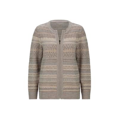 Strickjacke GOLDNER "Warme Strickjacke mit Reißverschluss", Damen, Gr. 38, beige (beige, gemustert), Obermaterial: 70% Polyacryl PAN. 30% Schurwolle WV., Rippbündchen, Strickjacken Strickjacke, Jaquard und Strukturstrick im Mix