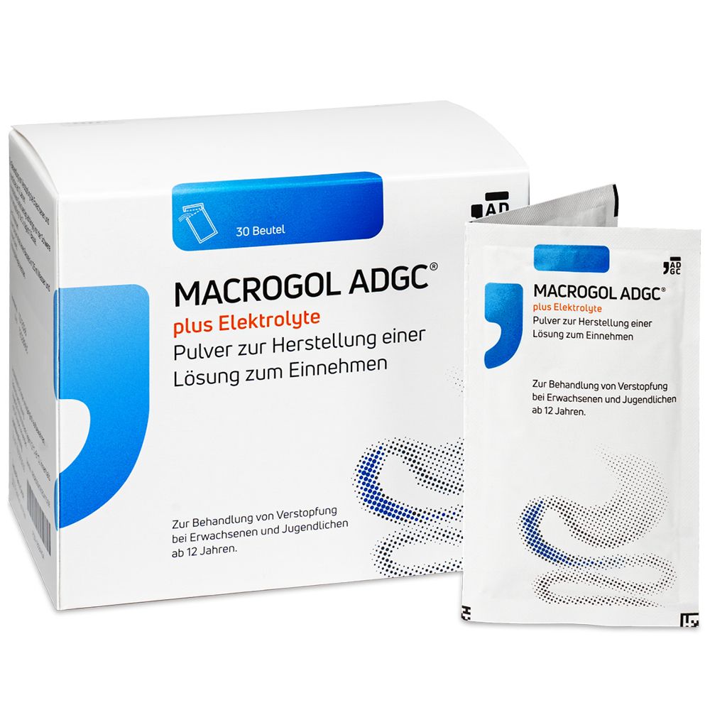 Macrogol Adgc plus Elektrolyte Plv.z.H.e.L.z.Einn. 30 St Pulver zur Herstellung einer Lösung zum Einnehmen