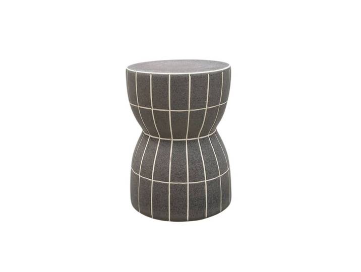 Tabouret / meuble d'appoint en céramique couleur gris
