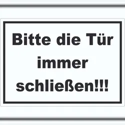 HB-Druck Aufkleber Bitte die Tür immer schließen schwarz-weiss A7 (74x105mm)