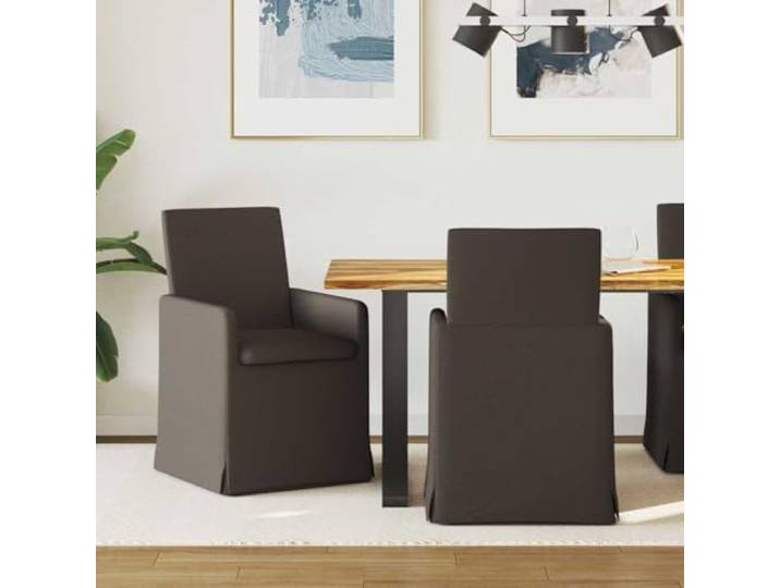 KGHFDVB 2 Esszimmerstühle aus Leinen, Dunkelgrau, 57 x 67 x 95 cm Leinenpolsterung, Schaumstoff, Rollen, Sperrholz und Metall, einfache Montage, pflegeleicht