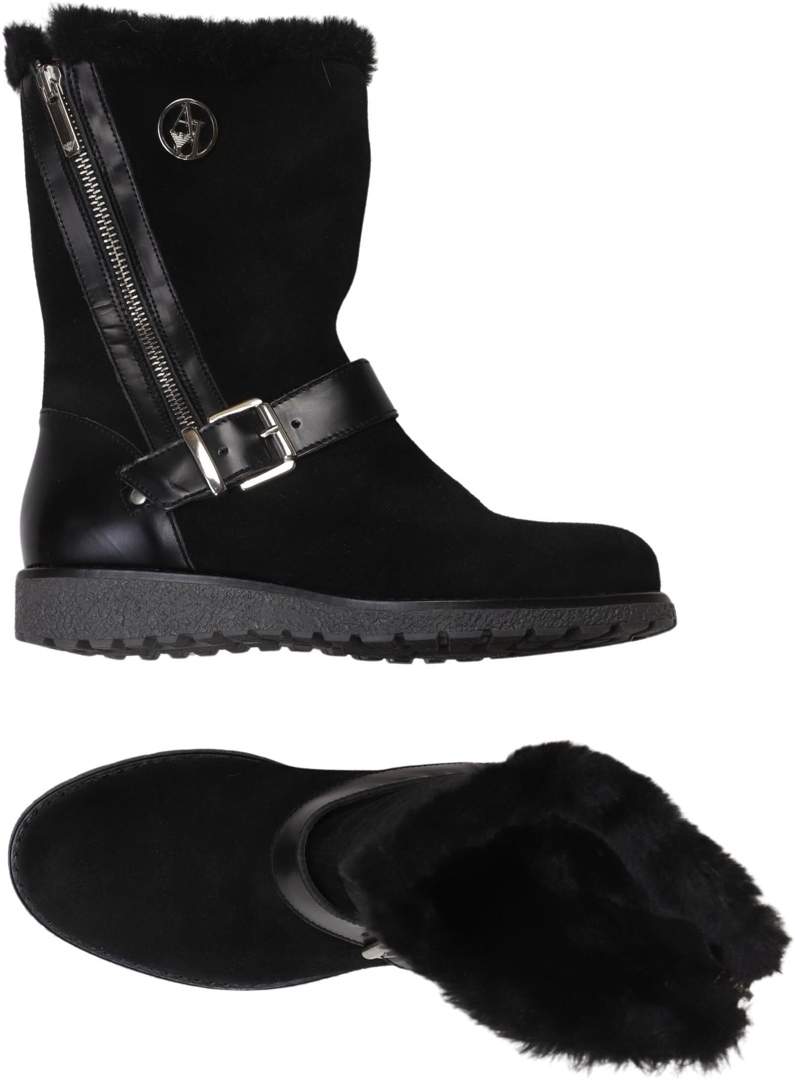 Giorgio Armani Jeans Damen Stiefel, Schwarz, Gr. EU 36, Leder - Second Hand