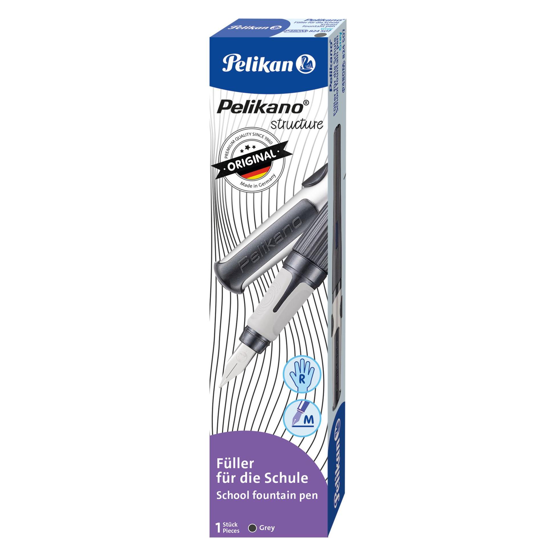 Pelikan Füllhalter o structure P480M, grau Schaft mit Rillenstruktur, ergonomische Soft-Griffzone (1x) (824507)