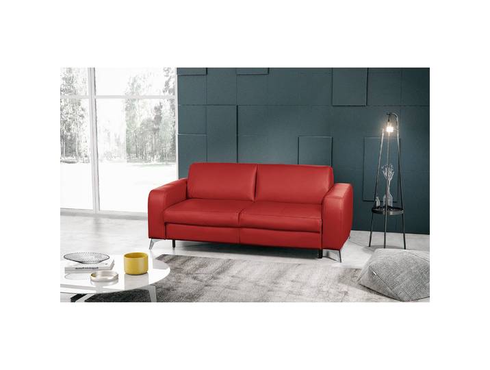 Schlafsofa Formosa mit Matratze Rot/Rot Lederart: Echtleder Material: Echtleder 207 x 85 x 102cm Modern