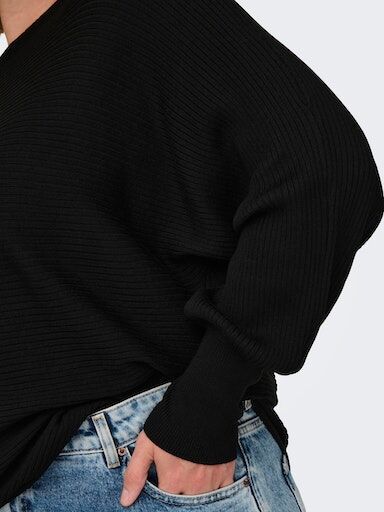 Strickpullover ONLY CARMAKOMA "CARNEW ADALINE LIFE L/S PULLOVER KNT", Damen, Gr. L, schwarz, Strick, Obermaterial: 80% Viskose, 20% Nylon, unifarben, normal normal, Rundhals, Pullover Strickpullover, Viskosemischung schwarz L