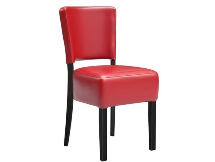 GGMMÖBEL 2-er Set Luca Steel Bistrostuhl Rot Leder Gestell: Stahl/Schwarz Sitzhöhe: 49cm Tragfähigkeit: 250kg