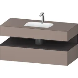 Duravit Collection One Einbauwaschtisch mit Konsolenwaschtischunterbau, 1200x550x600mm, Nische Graphit Supermatt, QA4787080430010, Farbe: Basalt Matt/mit Nischenbeleuchtung