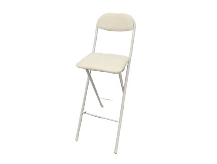 LXLAEOANG Hocker Klappbar Klappbare Barhocker Mit Hoher Rückenlehne Mit Leder gepolsterte, klappbare Stühle in Thekenhöhe for Küche oder Bar(White 65cm)
