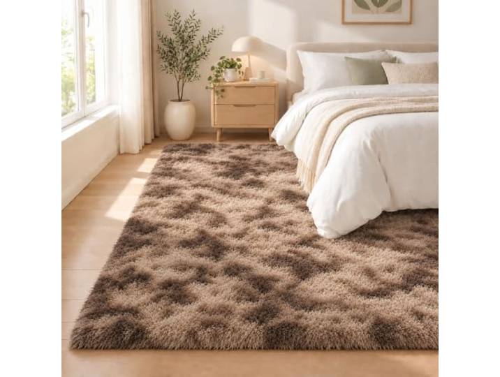 PSHQYI Flauschig Teppich rutschfest Anti-Rutsch Einfarbiges 150x230cm braun Flauschiger Kinderteppich Pflegeleicht Waschbar Flauschig Weich Für Wohnzimmer Schlafzimmer
