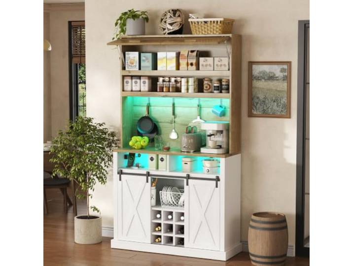 Ropilly Küchenaufbewahrungsschrank freistehender Küchenschrank mit Schublade und Türen Industrial Stil für Esszimmer und Wohnbereich