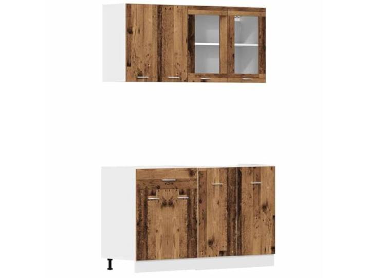 vidaXL 4-TLG. Küchenschrank-Set Lyon Altholz-Optik Holzwerkstoff