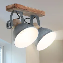 RETRO Decken Spot Strahler Leuchte Ess Zimmer Lampe schwenkbar Holz Beleuchtung 7969GR